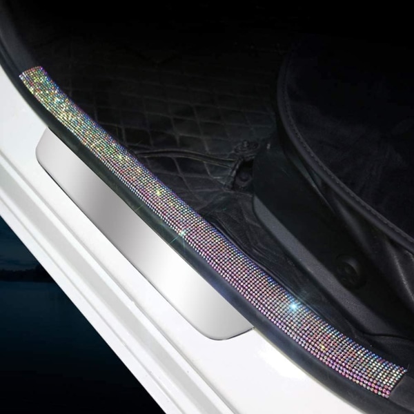 Rear Bumper Protector Guard DIY Universal Bling Crystal Rubber Scratch-Resistant Trunk Door Entry Guards Accessory Trim