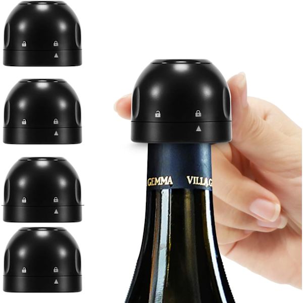 Champagneprop til vinflasker, 4 stk. Universal genanvendelig silikoneforseglet lækagesikker