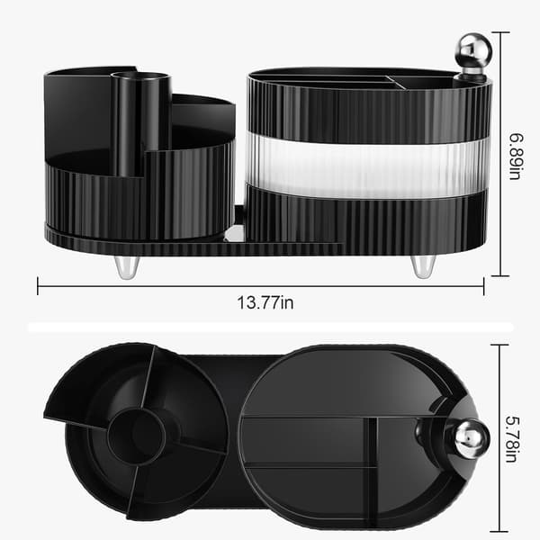 Makeup Organizer, 360° Roterende Make Up Organizer med 3-lags rum, Perfekt til Kommode, Badeværelse, Soveværelse (Sort, Tre lag)