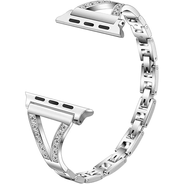 38 mm, 40 mm ja 41 mm Vogue-korukellohihna iWatch SE -sarjalle, naisille, kristallitimanttiranneke, ruostumattomasta teräksestä valmistetut rannekkeet
