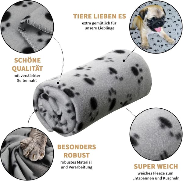 3-pak blødt tæppe til hund og kat