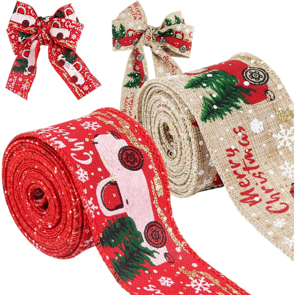 Christmas Ribbon, The length of the roll is about 5m, the width is about 5cm. Christmas Ribbons, Christmas Satin Ribbon, Christmas Decorative Ribbon.