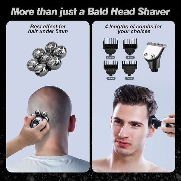 7D rakhuvud för män, Beedove 6 i 1 våttorr elektrisk rakapparat för ansikte och huvud