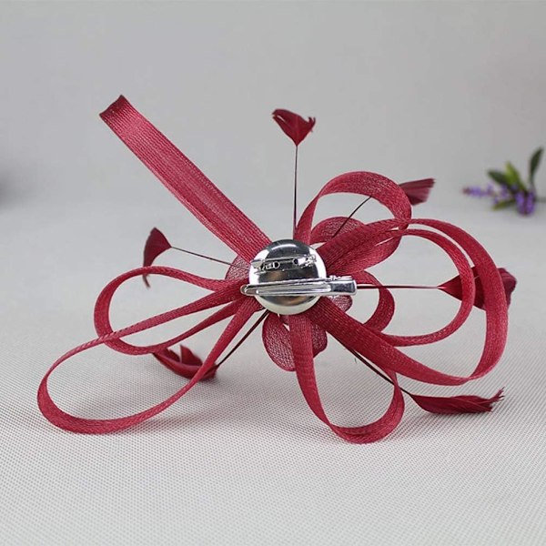 Te-fest hårklipp Fascinator Hårklipp Bryllup Hårnål Fascinator Hårklipp Wine red