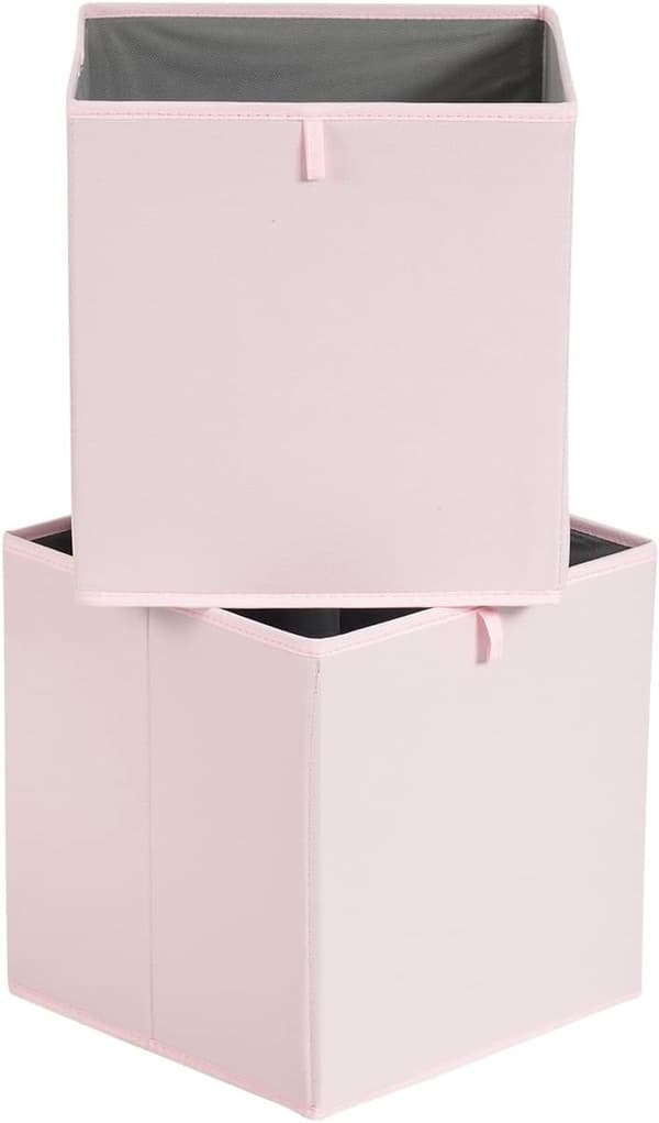 Tekstil oppbevaringskuber, sammenleggbare, sett med 6, peonrosa