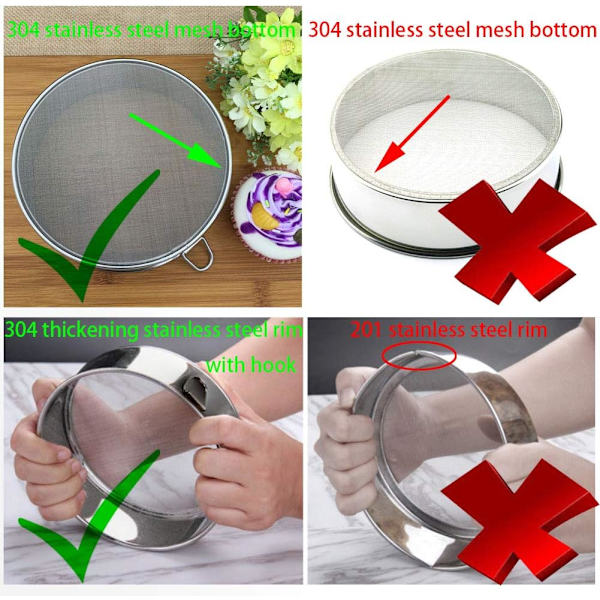 Melsikt for baking - Melsikt finmasket (6 tommer 60 mesh) - Premium rustfritt stål