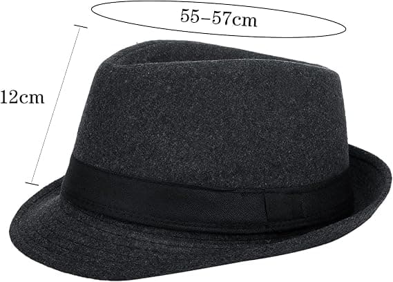 Hat, Panama Hat, Elegant Vinter Bowler Hat, Gentleman Jazz Hat, Varm Efterår Vinter Hat, til Rejsefest Udendørs, (Mørkegrå)