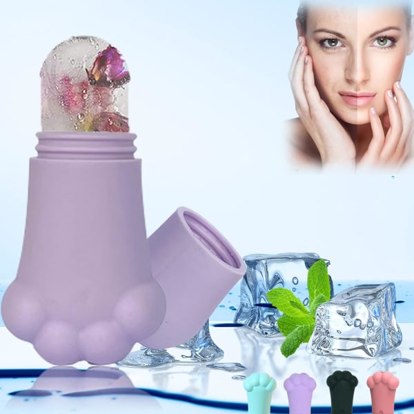 Ice Roller för ansikte, ögon och nacke Beauty Glow Cube Ice Ansiktsrulle Hudvårdsverktyg för att strama upp och tona huden och puffa bort ögonområdet，lila