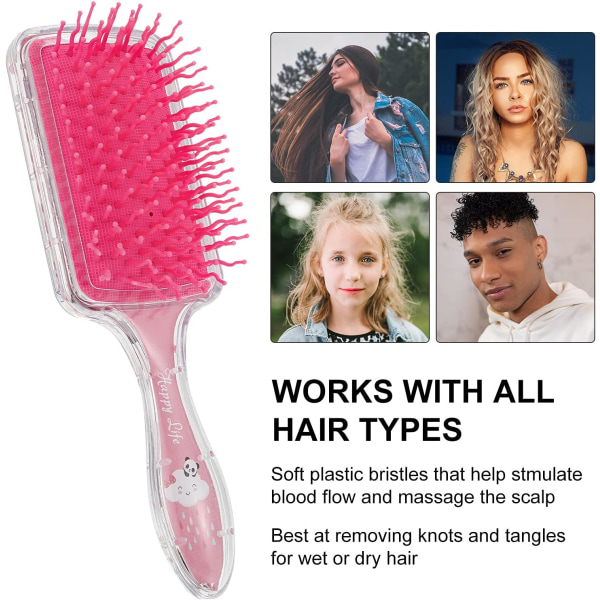 Hårborste, 2-pack Detangle HairBrush Slitstark paddelhårborste för kvinnor flickor för att jämna ut tjockt lockigt tunt långt kort vått eller torrt hår