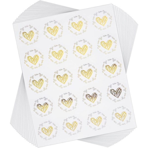 Envelope Seal Stickers, Clear Heart Envelope Stickers Hot Stamped Stickers, Handmade with Love Stickers for Cards DIY Decoration (20PCS)