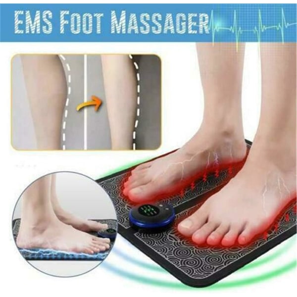 EMS Fodmassager USB Genopladelig Elektrisk Fodstimulator Massager, Bærbar Massage Fodmåtte