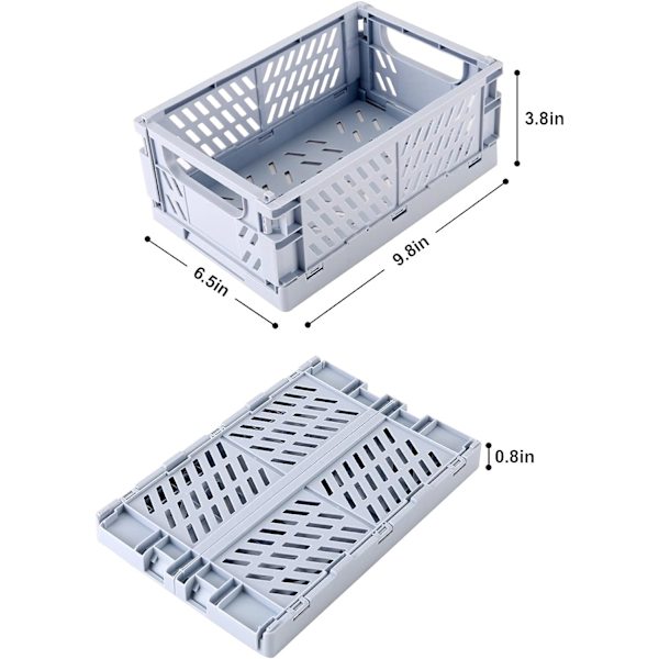 4-pack miniplastkorgar för hylla förvaringsorganisering, hållbar och pålitlig hopfällbar förvaringslåda (9,8 x 6,5 x 3,8)