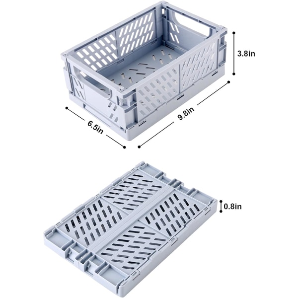 4-pakkaus minikokoisia muovikoreja hyllyjen säilytykseen ja järjestämiseen, kestävä ja luotettava taitettava säilytyslaatikko (9,8 x 6,5 x 3,8)