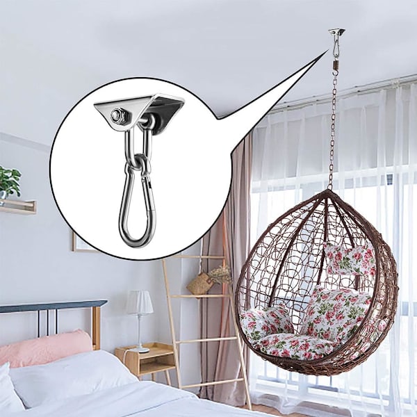 Svinghängare Krokar, Set med 2 Rostfritt Stål 180° Svängbara Hängkrokar med Karabiner