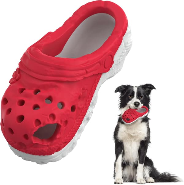 1 st Hundleksak - Interaktiva Hundleksaker Tofflor Form Oförstörbara Hundleksaker och Tuggleksaker För Hundar (röd, Stor)