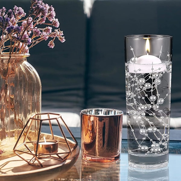 1 Stk 30CM Kunstige Perlesnore til Flydende Lys Imitation Perletråd Fyldstof til Vaser Hjem og Bryllup Julepynt Electroplated silver