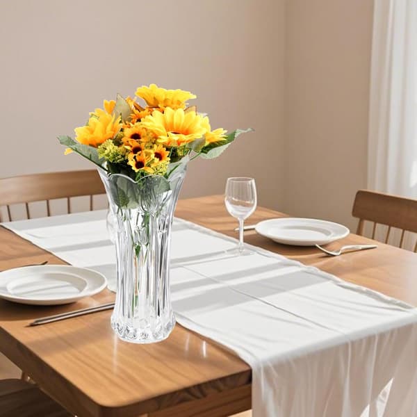 Set med 2 glasblomvaser, 9,5\" stora blomvaser för vardagsrum, moderna klara rosenväxter för mittstycken