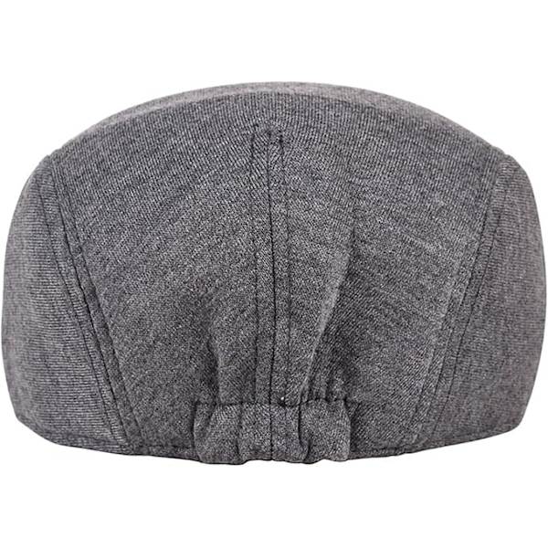 Flad beret til efterår og vinter med kasket dark grey