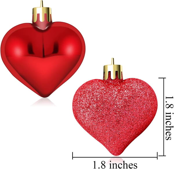 24 deler Valentinsdag Hjertekuler Ornamenter Hjerteformede Dekorasjonskuler for Valentinsdagdekorasjon, 2 stiler (blank