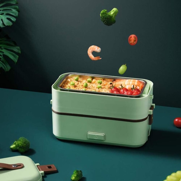 Elektrisk lunchlåda, uppvärmd Bento-låda för vuxna, 2 lager självuppvärmande lunchlåda, matvärmare