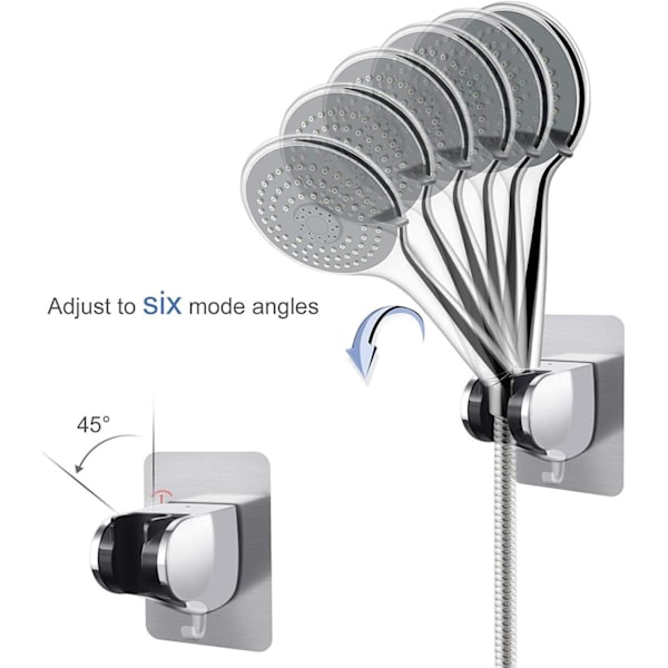 Universal brusehovedholder, 2 stk., ingen boring, justerbar vinkel, premium ABS-plast, forkromet, superkraft