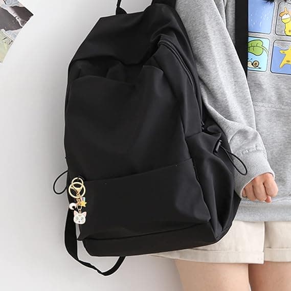 Månkatt nyckelring kawaii nyckelring väskhänge Black