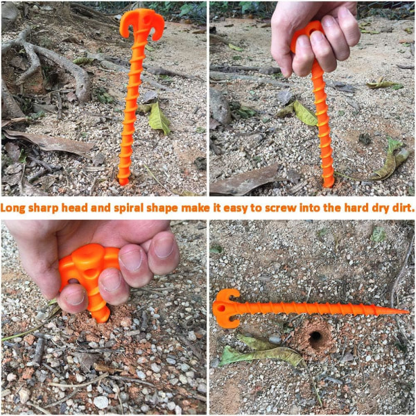 Strandtältpinnar Markisförankringar Markispinnar Heavy Duty Skruvform 10 tum - 8-pack Orange