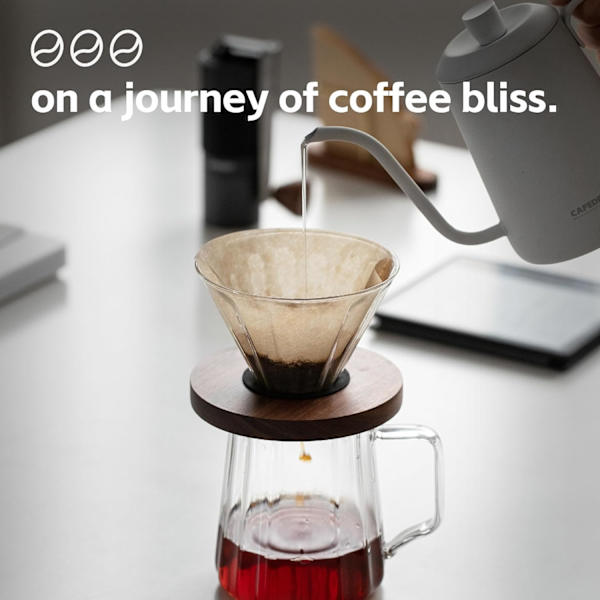 600 ml Träfästen Glas Kaffe Dropp och Kanna Set