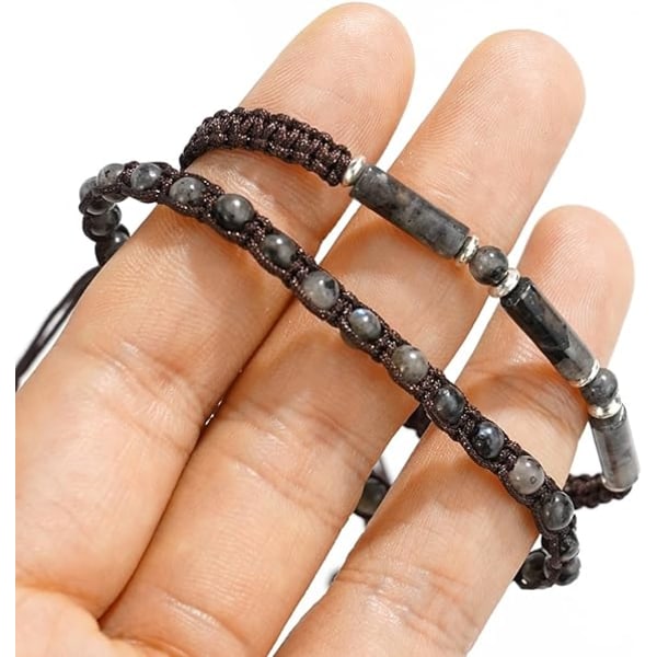 Perle Armbånd Justerbar Håndlavet Streng Armbånd Boheme Farverige Sten Strand Armbånd til Kvinder Black