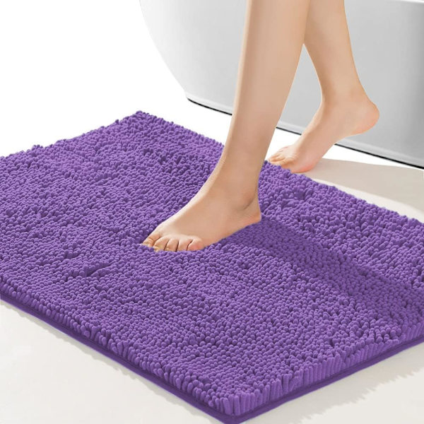 Badrumsmatta, halkfri badrumsmatta, mjuk och mysig lurvig hållbar tjock badrumsmatta för badrum, lättare att torka (mörkgrå, 32\"×20\")