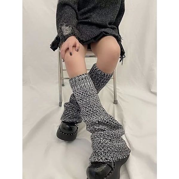 Flickor Kawaii Benvärmare Stickade Utsvasade Benärmar Goth Virkad Baggy Manschett Ankel Hög Strumpor flecking gray