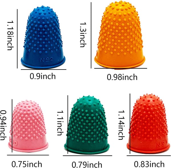 5 stk. gummi-fingerbøl til beskyttelse af fingerspidserne