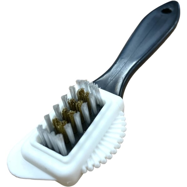Kengänhoito - Nubukki- ja mokkanahkainen monikäyttöinen puhdistuskenkäharja, kupari- ja polypropeeniharjakset (musta)