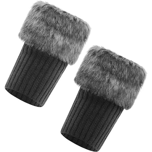 Kvinnor Flickor Varma Boot Cuffs Korta Virkade Boot Cover Dam Mjuka och Bekväma Boot Strumpor Cuff Toppers Snö Strumpor Stickade Korta Värmare Boot Cuff dark gray