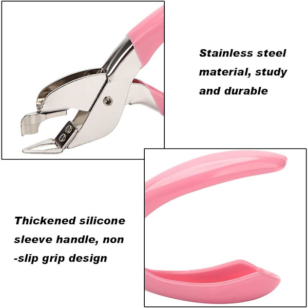 Hæfteklammefjerner til kontor, tung hæfteklammefjerner, nem at fjerne (pink)