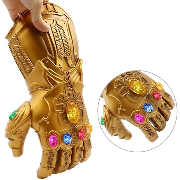 Thanos Gauntlet LED Lysende Hansker for Barn og Voksne Thanos Gauntlet med Infinity Stones Power Glove med Edelstener Halloween Cosplay Party Rekvisitter