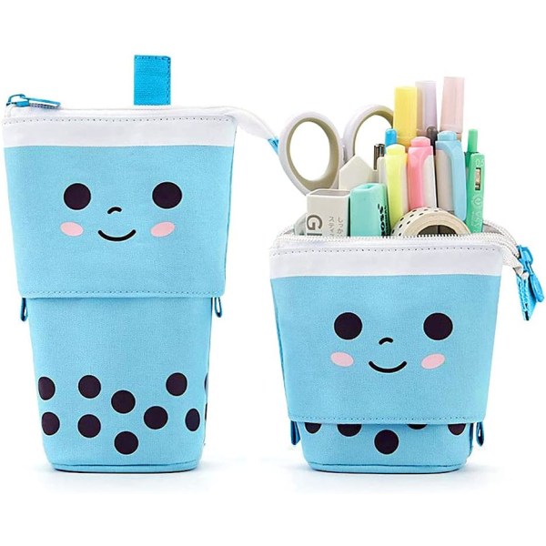 Cute Standing Pencil Case for Kids,Pop Up Pencil Box Pouch, Corduroy Pen Holder Organizer