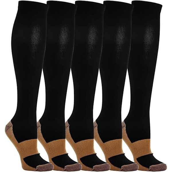 par kompresjonsstrømper, knehøye, støtte-strømper, løpestrømper Copper Black S/M