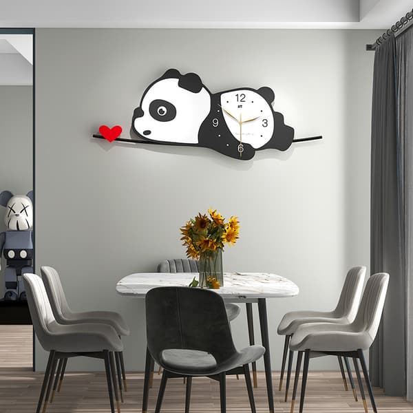 Panda seinäkello kodin sisustukseen 80x32cm