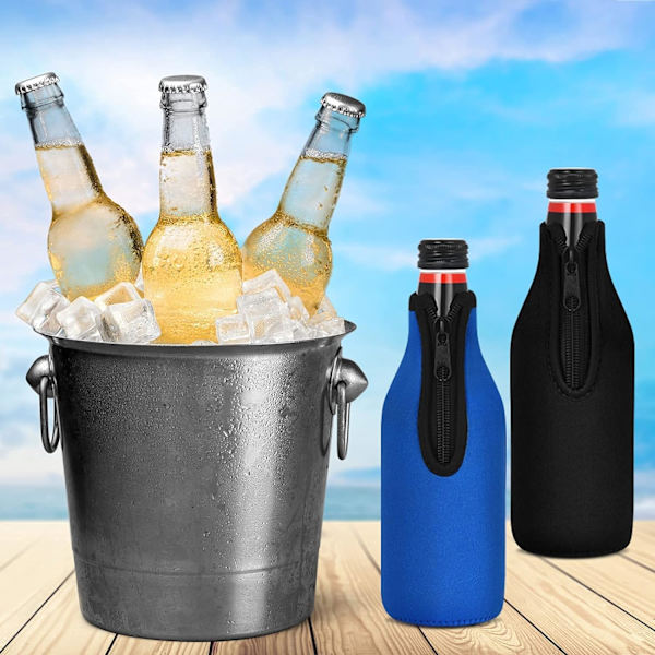 4-pack ölkylare med dragkedja, extra tjock neoprenisolerad hylsa (4-pack, multi)