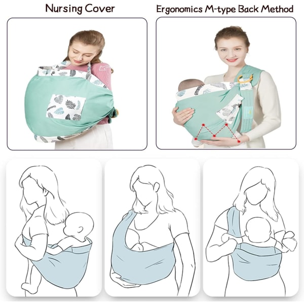Baby Carrier All-in-1 Nyfödd Baby Wrap Carrier Hands Free Spädbarnssjal Amningsöverdrag Amning Justerbar