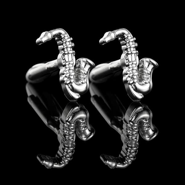 Sølv Saxofon Manschetknapper og Manschetknapper | Originale Manschetknapper til Skjorter | Til Mænd og Børn | Gave til Bryllupper, Konfirmationer og Andre Begivenheder