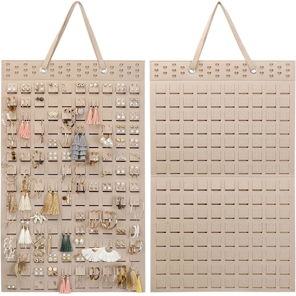 Hängande örhänge arrangör, kompakt design, mjukt material, för kvinnor flickor khaki