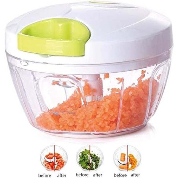 Manuel madhakker til grøntsager, frugt, nødder, løg, hakker, håndtræk, kødhakker, blender, foodprocessor