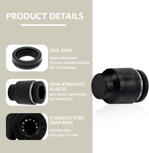 10 st 10 mm rör OD Push to Connect pneumatisk lockpluggkoppling (PPF10)