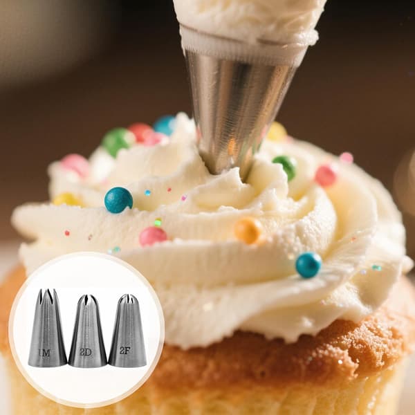 3 st 1M 2D 2F Sömlösa stora spritstyllar i rostfritt stål, DIY-spritstyllverktyg för cupcakes