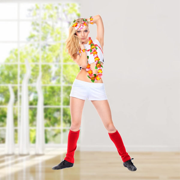 Festlige Blomsterkæder Juleblomsterkrans Hårkæde Armbånd Græs Skørt Blomsterkæder til Cheerleading Party Karneval Jul Color 10