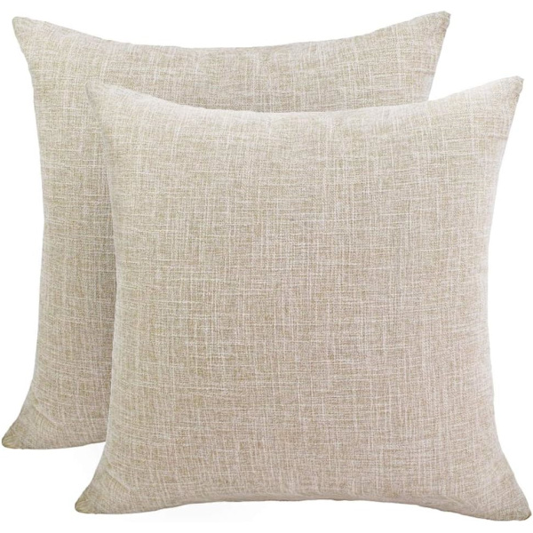 Set med 2 bomulls- och linnekuddfodral Soffa Heminredning Dekorativa örngott Klassiskt kuddfodral för hem Vardagsrum Sovrum Säng 45 * 45cm Beige