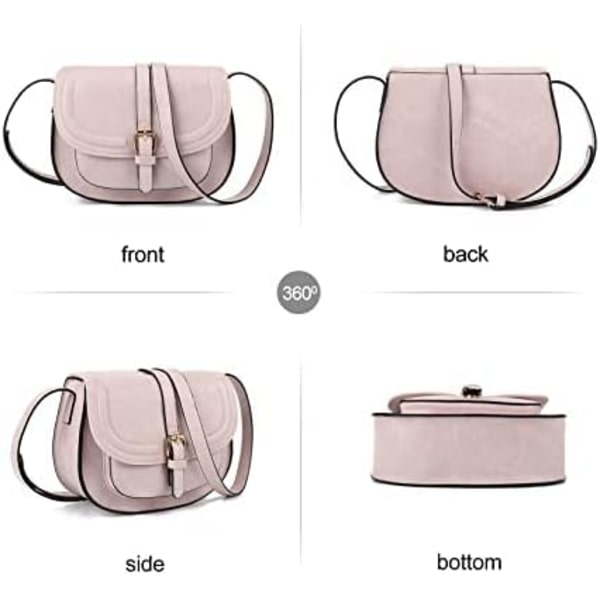 Lille crossbody taske til kvinder, crossbody taske i syntetisk læder til kvinder, håndtaske til kvinder, med aftagelig justerbar skulderrem Pink