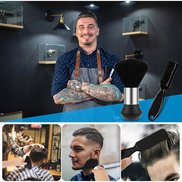 Barber Neck Duster Borstset - Mjuk Barber Neck Duster med Barber Trimmer Rengöringsborste, Professionell Barber Dammande Hårborste för Borstning